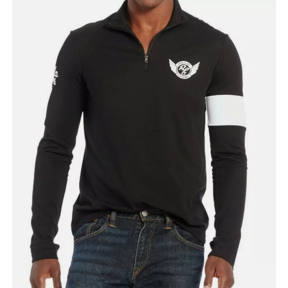 Polo Ralph Lauren Mens Tri Beca Inter Boro Cycling 1/2 Zip Shirt Black M NWT